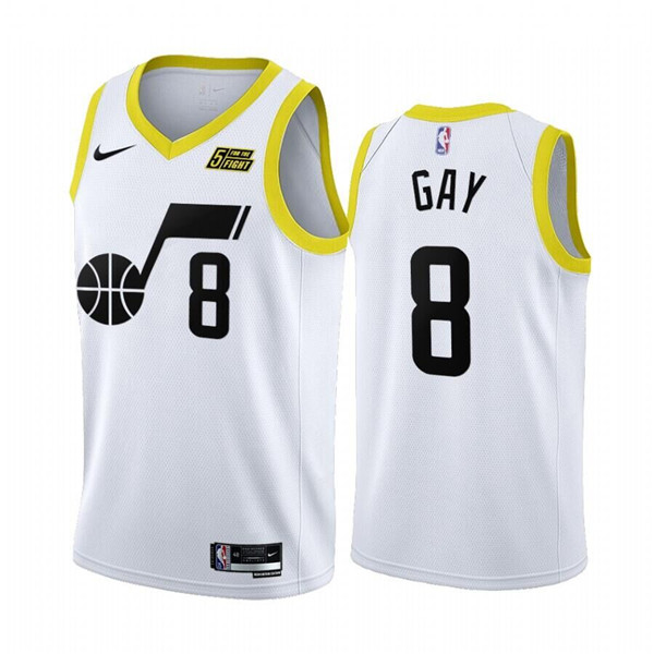 Men's Utah Jazz #8 Rudy Gay 2022/23 White Association Edition Stitched Basketball Jersey